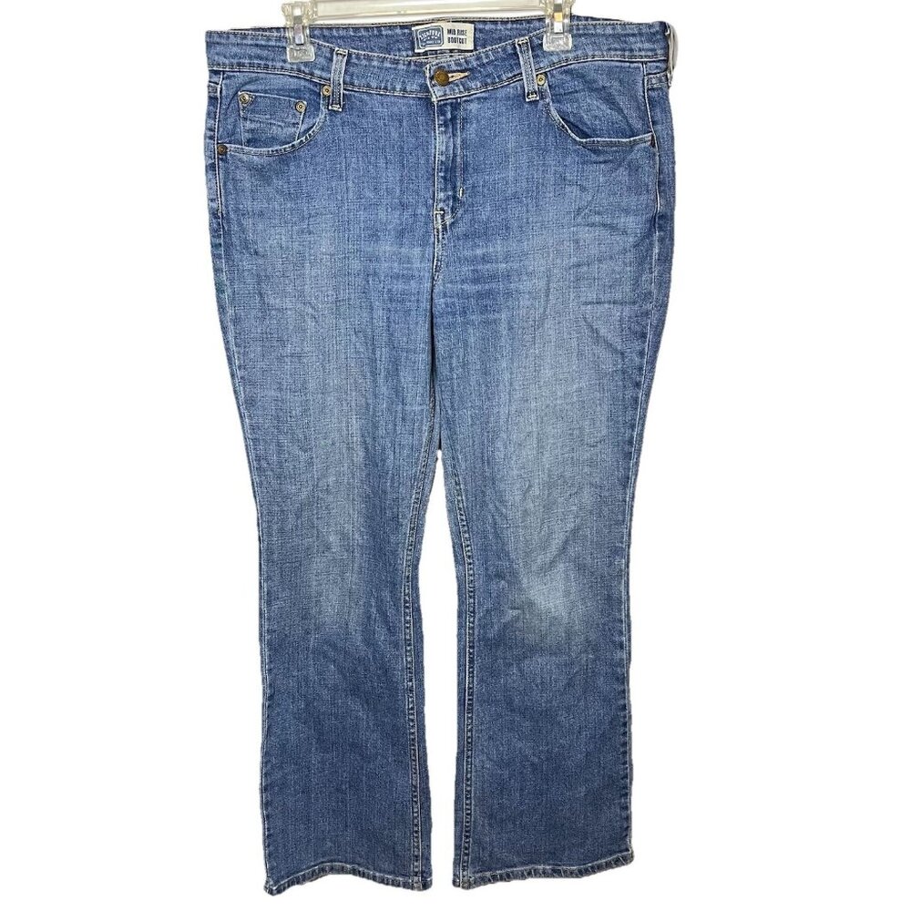 Signature Levis Jeans Mid Rise Bootcut Med Wash Pockets Stretch Sz 14M